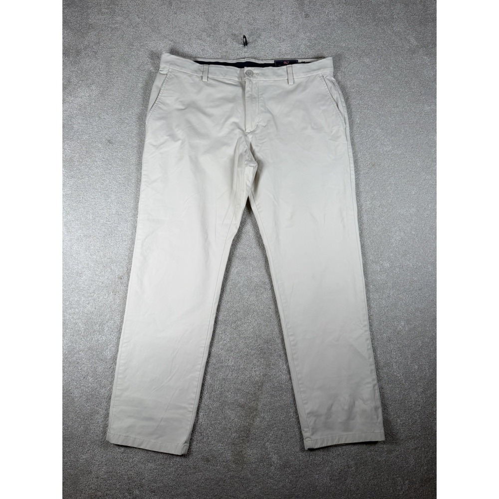 Vineyard Vines Performance Pants Mens 36x30 White Straight Stretch Chino Golf - Picture 3 of 10